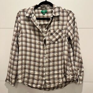 Women’s Dip Plaid Flannel Button Down Top Size M